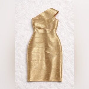 Bella Barnett Gold One-Shoulder Dress – Size M